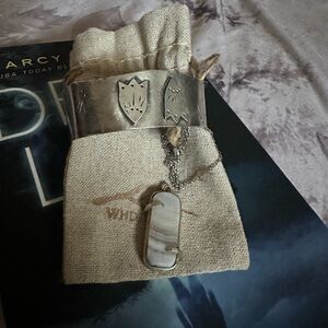 Rustic cuff and pendant set - reclaimed sterling silver